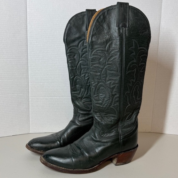 Vintage Biltrite Dark Green Leather Western Riding Cowboy Boots Size 10AA - Picture 2 of 16